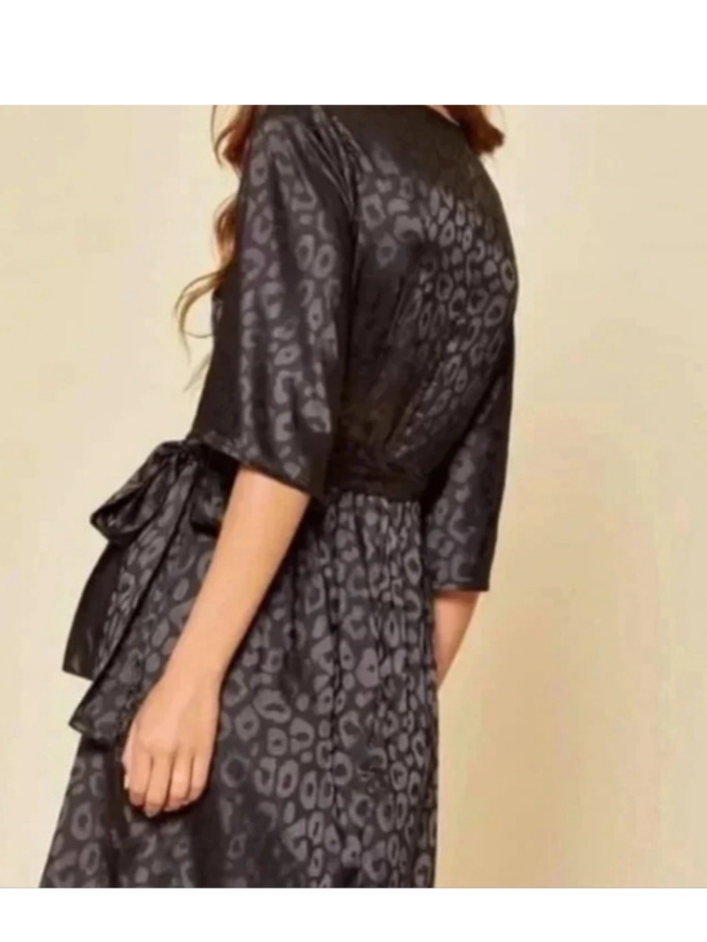 NWOT Savanna Jane black medium cheetah wrap dress little black dress - Picture 2 of 7